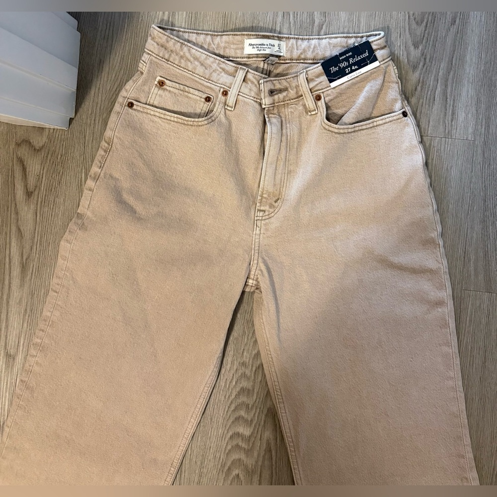 Abercrombie & Fitch Beige Women's Straight Leg Jeans